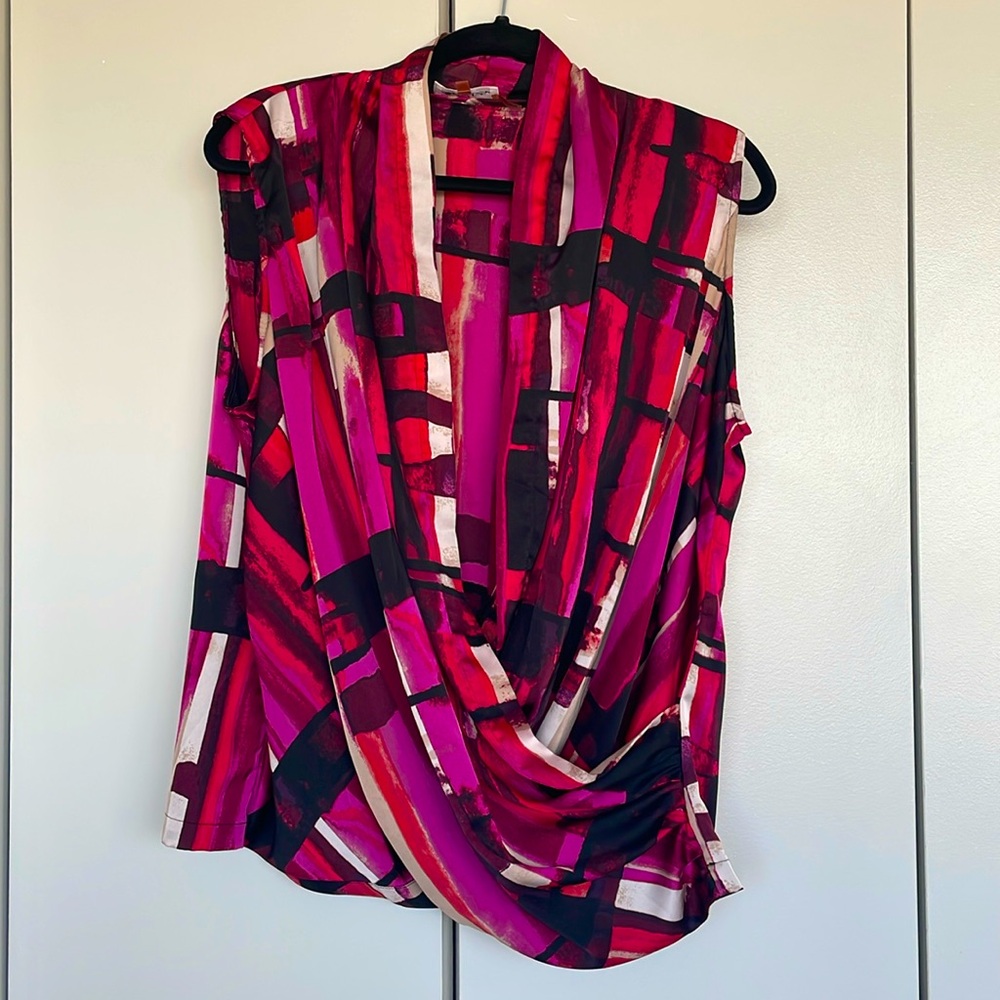 Calvin Klein faux wrap sleeveless shirt